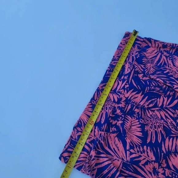 NWT AMANA Women's Floral Wrap Skirt Stretch Ruffle Pink Blue Elastic Waist sz L - Picture 3 of 9